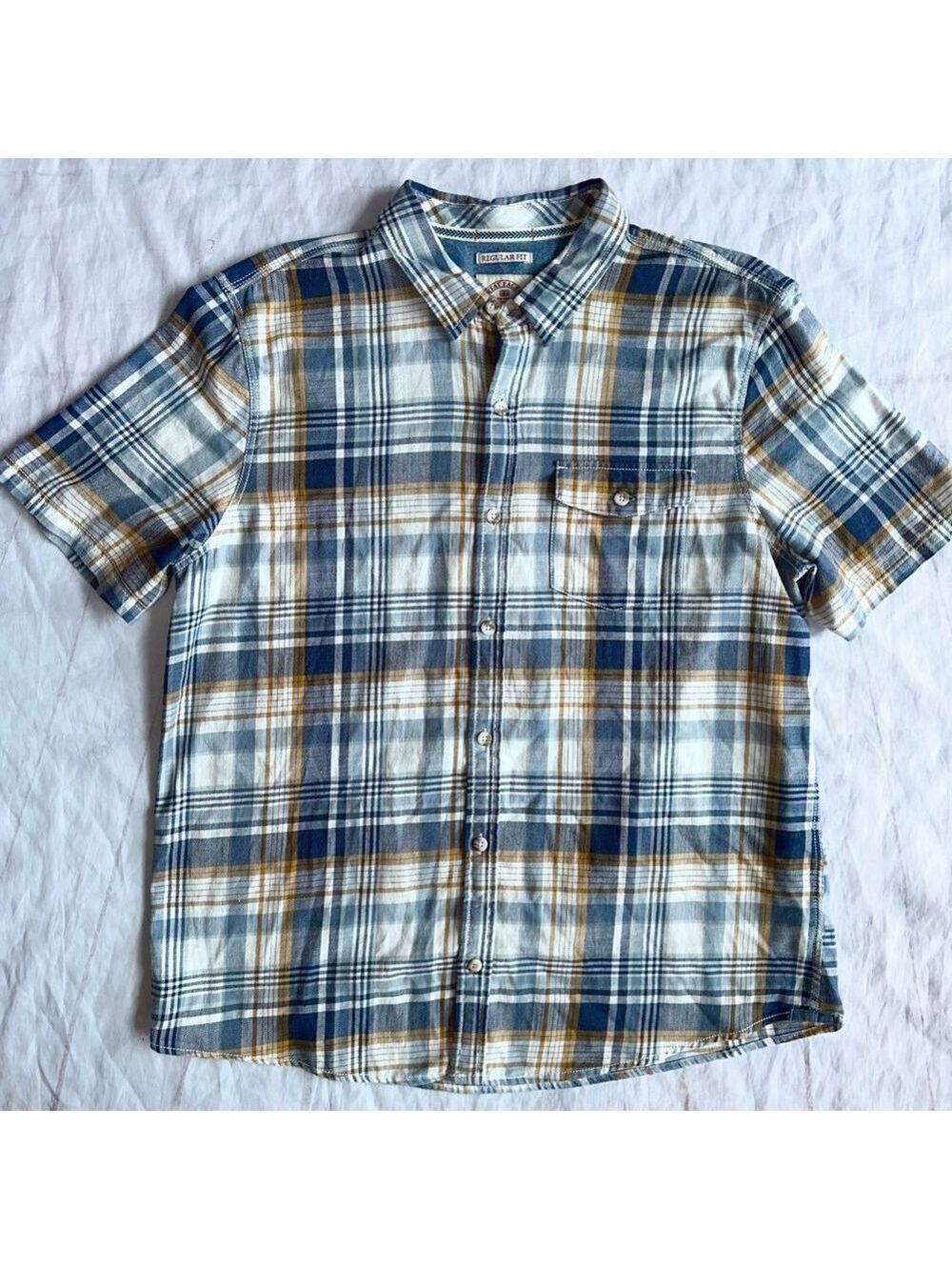 NWOT Men’s XL Reg Fit Fat Face 100% Cotton Short Sleeve Plaid Button Down Shirt